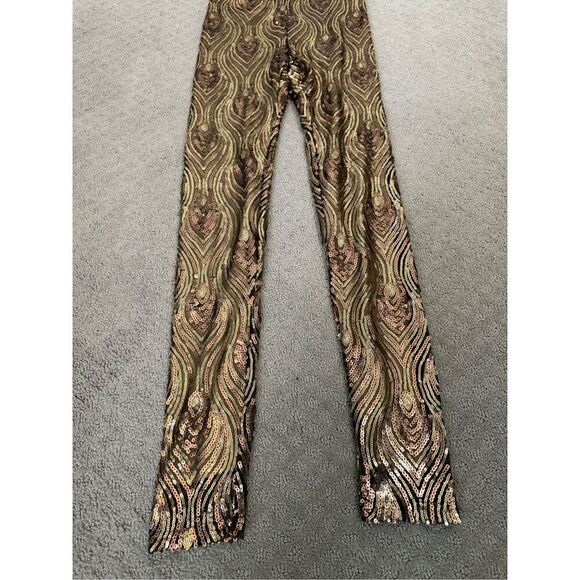 Gianni Bini Gold Silver Sequins Part Pants Leggings XS - Picture 3 of 6